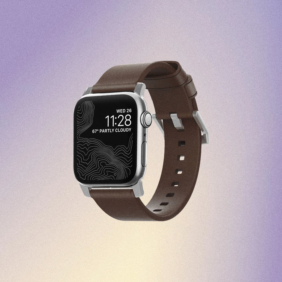 Nomad Modern Band with Horween Leather - 46/49mm - Silver Hardware - Brown